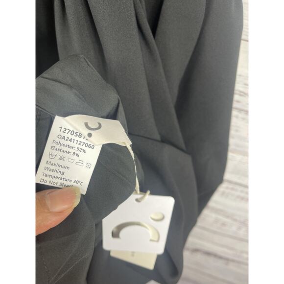 Commense Dress Women's Large Black Halter Pearl Bow Plunge Skater Cocktail Party - Picture 10 of 14